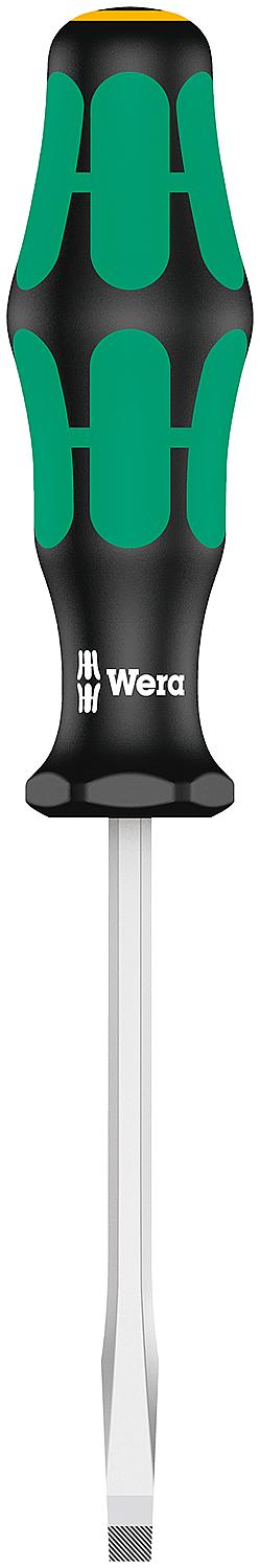 Wera 334 SK slotted screwdriver, Kraftform Plus series 300, hexagonal blade, laser tip, SL3.5 x 0.6 x 100 mm