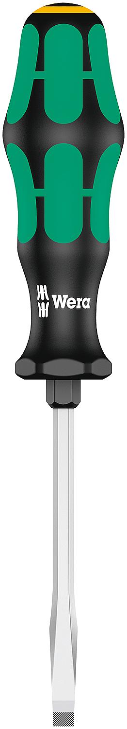 Wera 334 SK slotted screwdriver, Kraftform Plus series 300, hexagonal blade, laser tip, SL3.5 x 0.6 x 100 mm