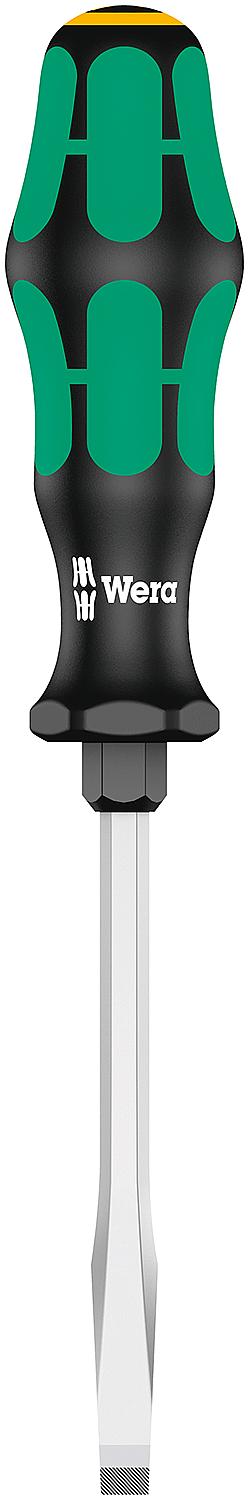 Wera 334 SK slotted screwdriver, Kraftform Plus series 300, hexagonal blade, laser tip, SL3.5 x 0.6 x 100 mm