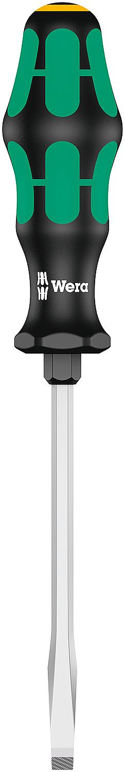 Wera 334 SK slotted screwdriver, Kraftform Plus series 300, hexagonal blade, laser tip, SL3.5 x 0.6 x 100 mm