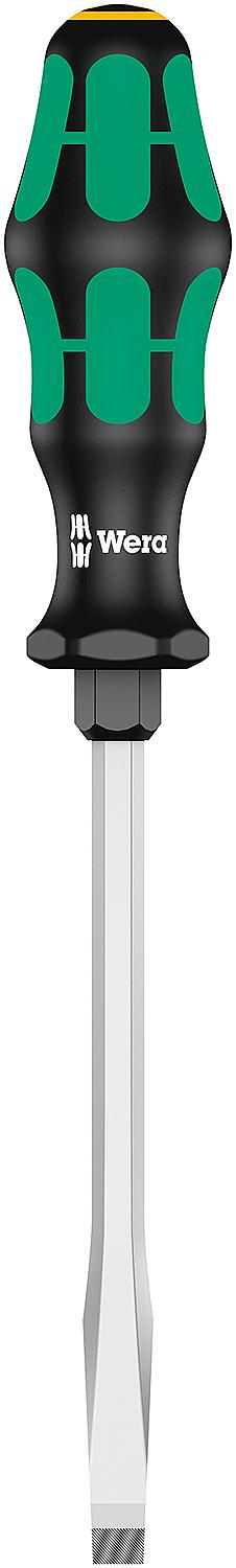Wera 334 SK slotted screwdriver, Kraftform Plus series 300, hexagonal blade, laser tip, SL3.5 x 0.6 x 100 mm