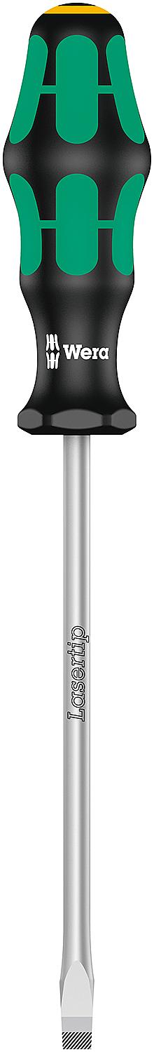 Wera 344 Kraftform Plus Series 300 slotted screwdriver, workshop blade, round blade, Lasertip point, SL6.5 x 1.2 x 150 mm