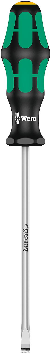 Wera 344 Kraftform Plus Series 300 slotted screwdriver, workshop blade, round blade, Lasertip point, SL6.5 x 1.2 x 150 mm