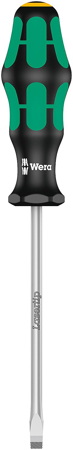 Wera 344 Kraftform Plus Series 300 slotted screwdriver, workshop blade, round blade, Lasertip point, SL6.5 x 1.2 x 150 mm
