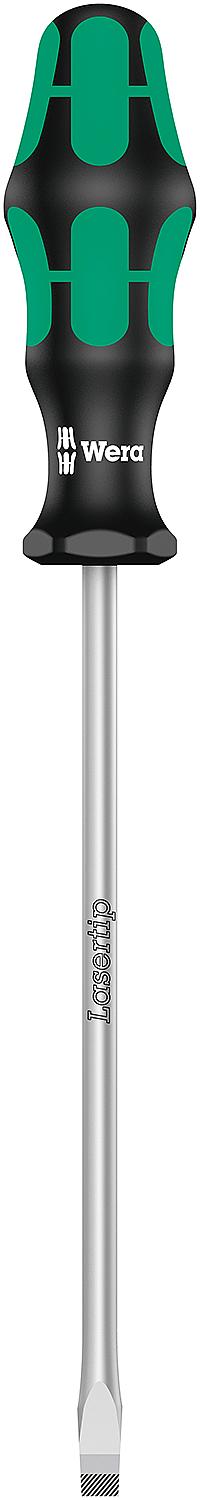 Wera 344 Kraftform Plus Series 300 slotted screwdriver, workshop blade, round blade, Lasertip point, SL6.5 x 1.2 x 150 mm