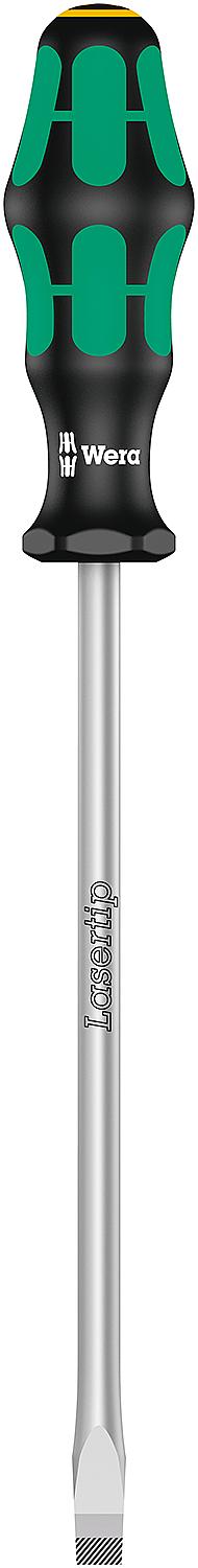 Wera 344 Kraftform Plus Series 300 slotted screwdriver, workshop blade, round blade, Lasertip point, SL6.5 x 1.2 x 150 mm