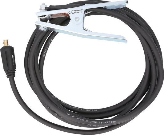 Ground cable with earth terminal 25 mm² 5 mtr, with pin 9mm / 200A