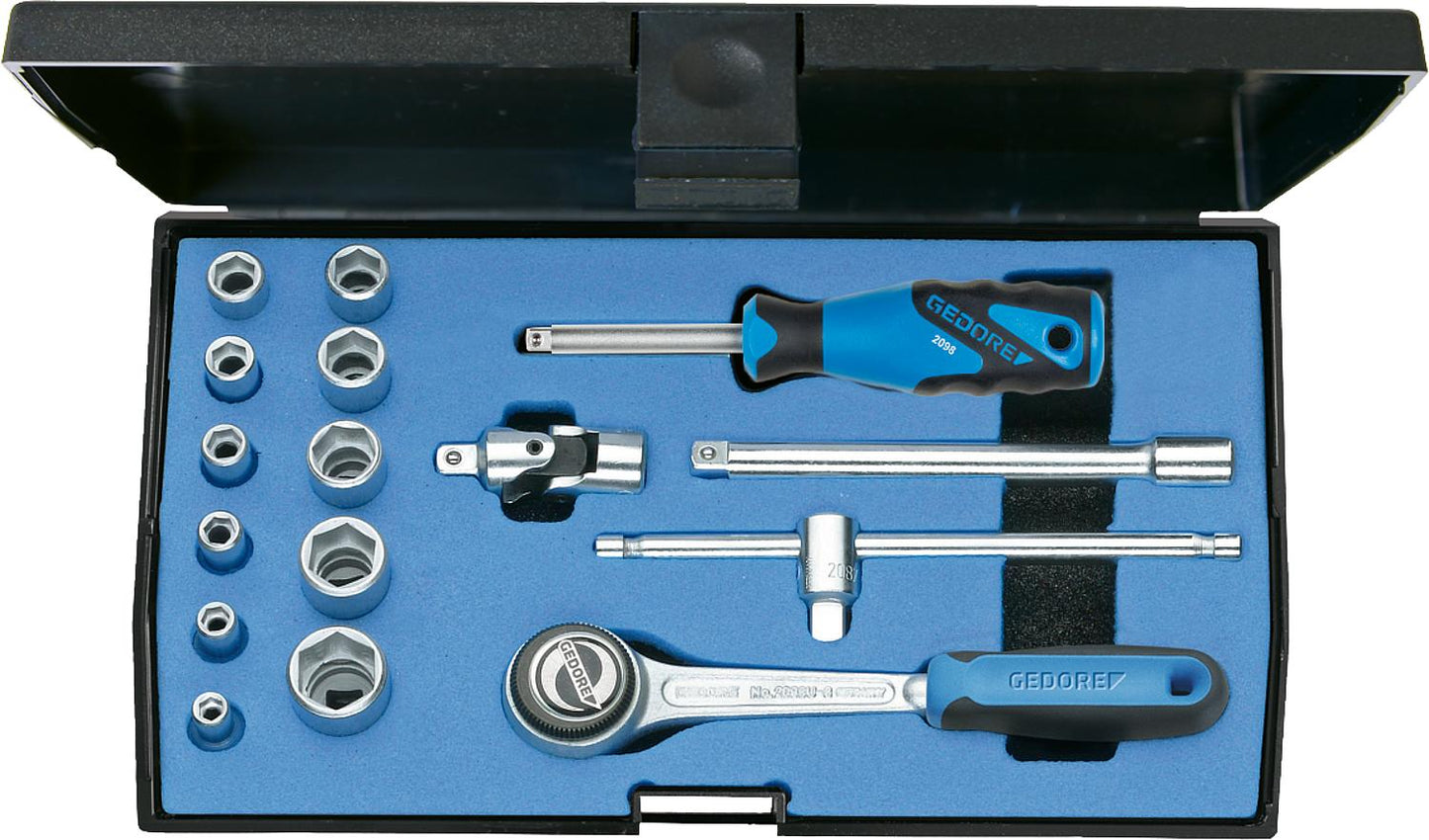GEDORE 20 EMU-3 socket wrench set, 16-piece 1/4"
