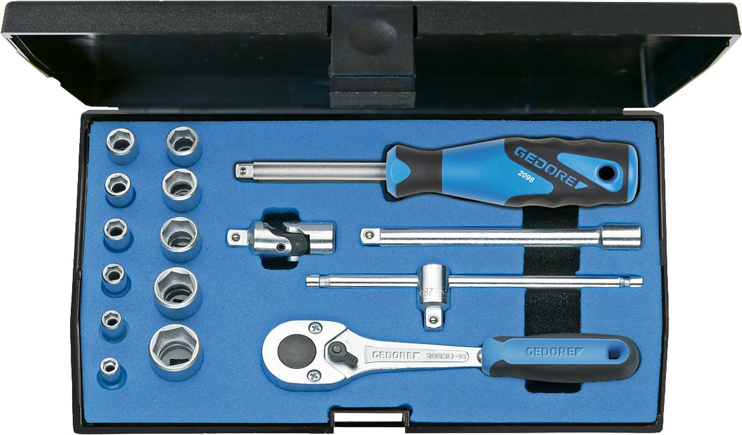GEDORE 20 EMU-3 socket wrench set, 16-piece 1/4"