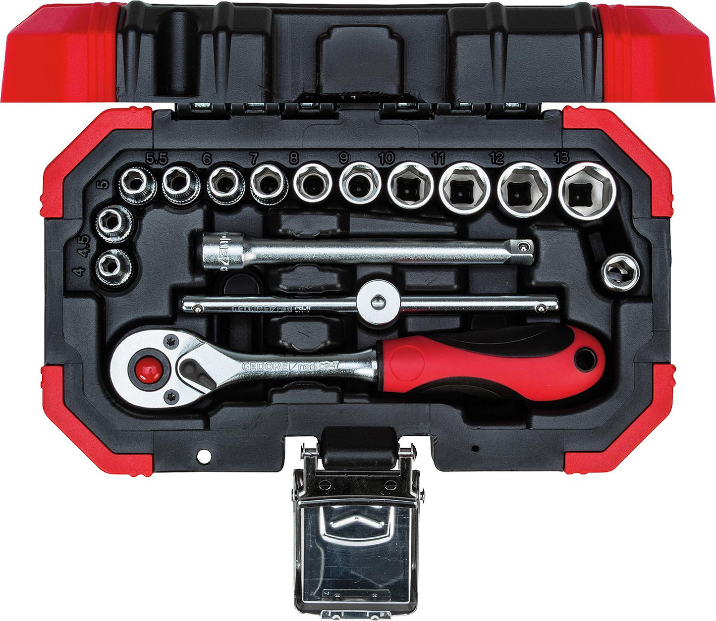 Jeu de clés à douille GEDORE rouges R49003016, 16 pièces 1/4"