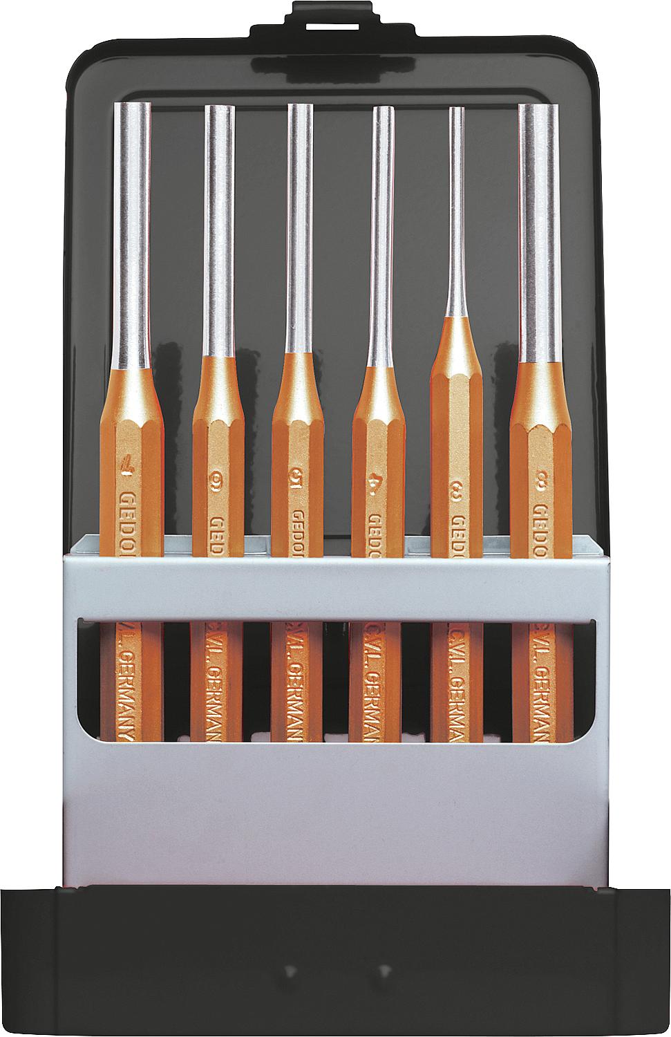 GEDORE red pin punch set, 6-piece, Ø 3-8mm