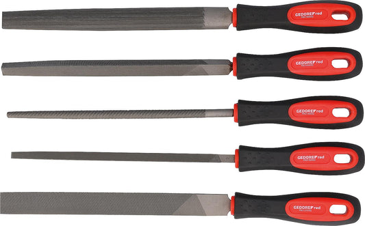 Ensemble de 5 limes rouges GEDORE dans un étui en plastique