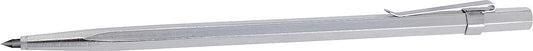 Scribing needle with carbide insert and mounting clip, shaft diameter 6mm, length 145mm