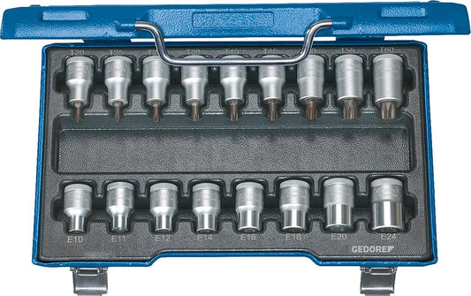 Torx® socket set GEDORE ITX 19 TX-017, 17-piece 1/2"