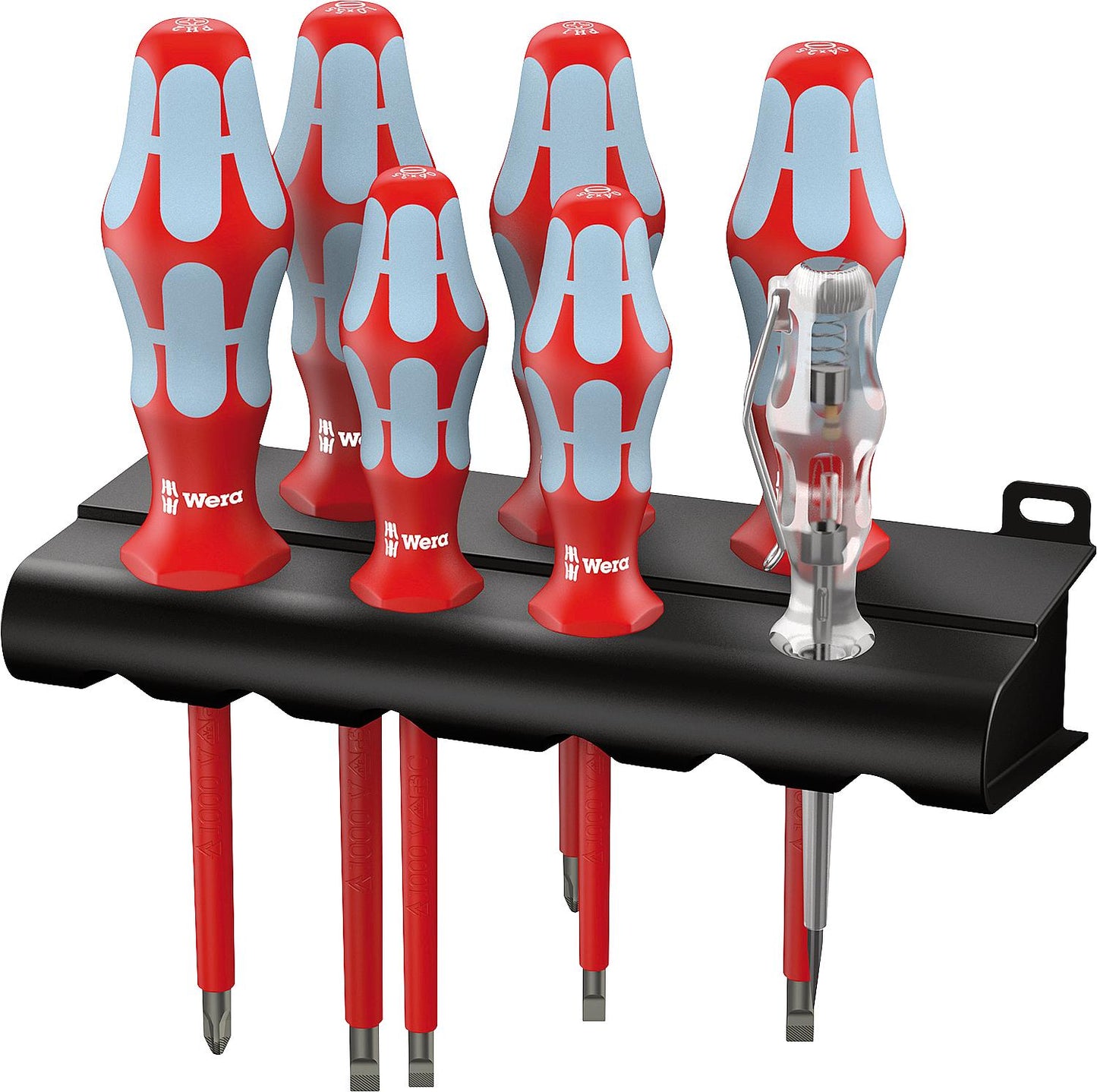 Jeu de tournevis en acier inoxydable VDE Wera® avec testeur de tension, 7 pièces
