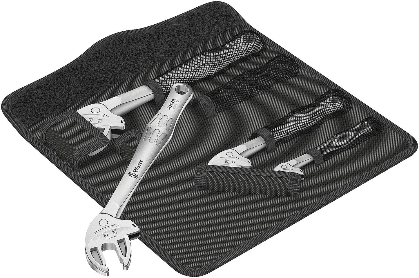 WERA Joker 4-piece self-adjusting open-end wrench set, sizes 7-19 mm