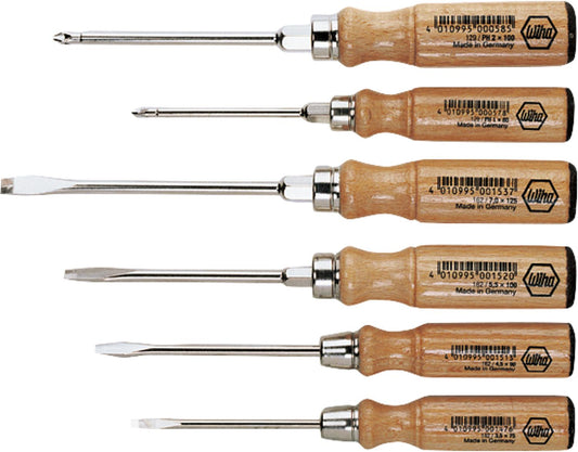 Holz Schlitz/Pozidriv-Schrdreher set, 6-tlg. Rundklinge mit Sechskantansatz Typ 162 ZK6 SO