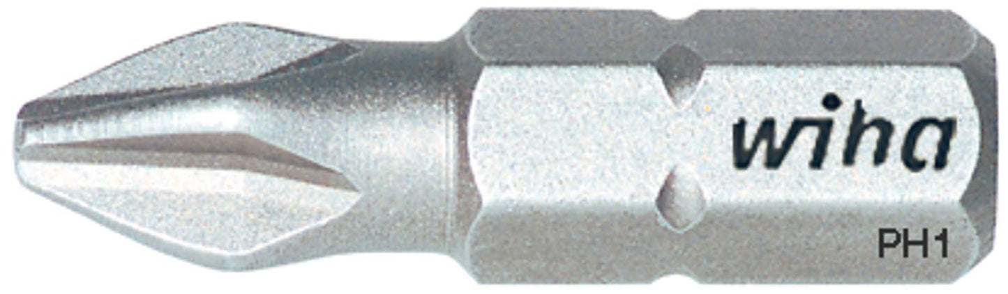 Wiha 7011Z Standard Phillips bit with 1/4" drive, short, PH1 x 25 mm