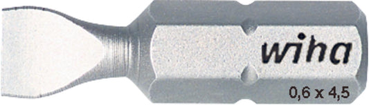 Wiha 7010Z Standard slotted bit with 1/4" drive, metric, short, SL4.5 x 0.6 x 25 mm
