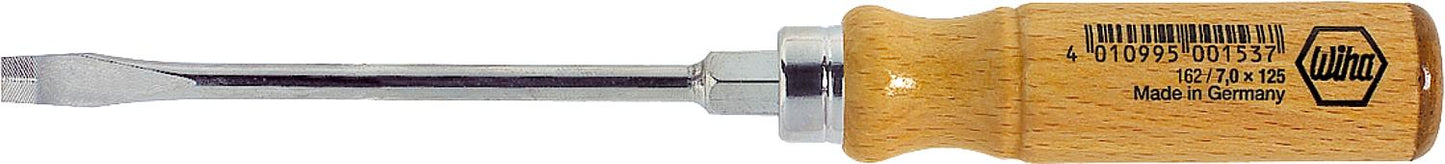 Tournevis plat à manche en bois, lame ronde avec clé hexagonale