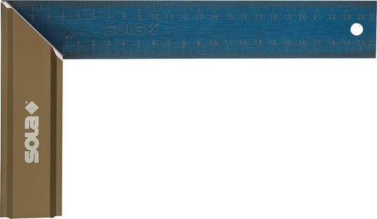 Angle SRG250, length 25cm, mm graduations on both sides, 45 degree miter stop