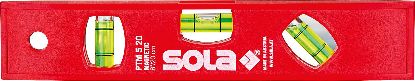 Torpedo-Wasserwaage PTM 5 aus Kunststoff mit Magnet senkrecht,waagrecht u. 45 grad