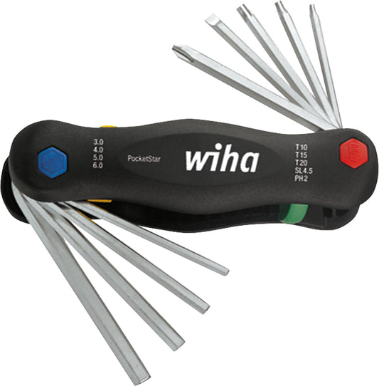 Mixed Allen key set SL4.5/PH2/T10/T15/T20/ SW3/4/5/6, 9-piece type 351 PG9X