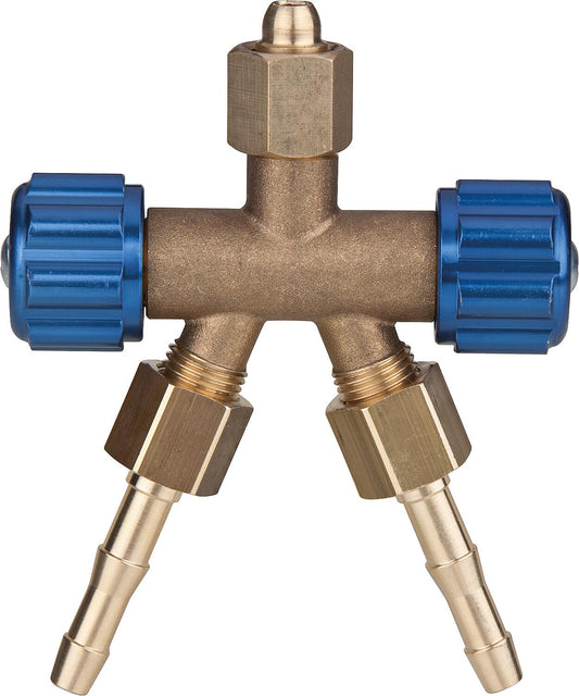 Oxygen distributor connection: 3 x G1/4" / LW 6 with plastic handwheel