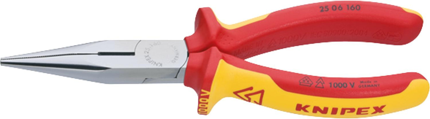 Flat-nose pliers with cutting edge (radio pliers), straight jaws, length 160 mm