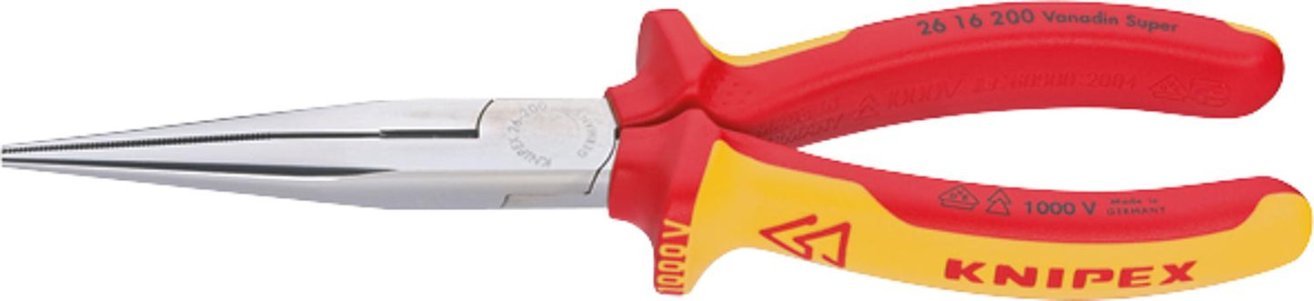 Flat-nose pliers with cutting edge (radio pliers), straight jaws, length 160 mm