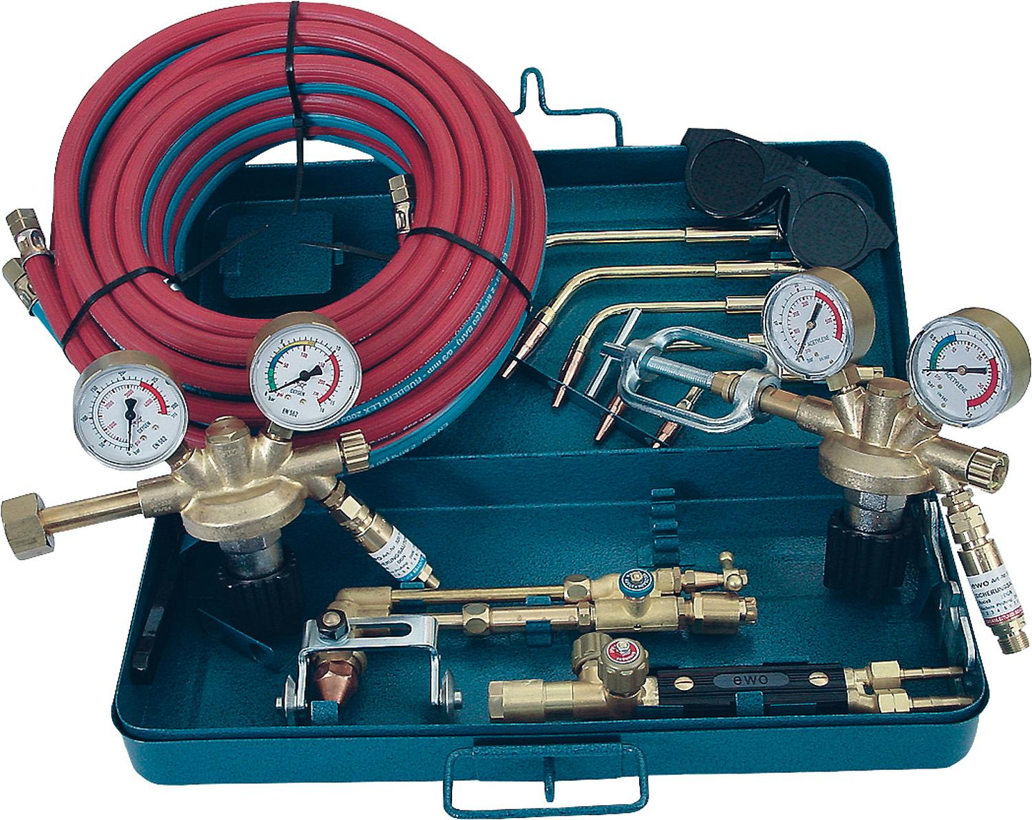 Oxy-acetylene welding and cutting equipment with bottle trolley