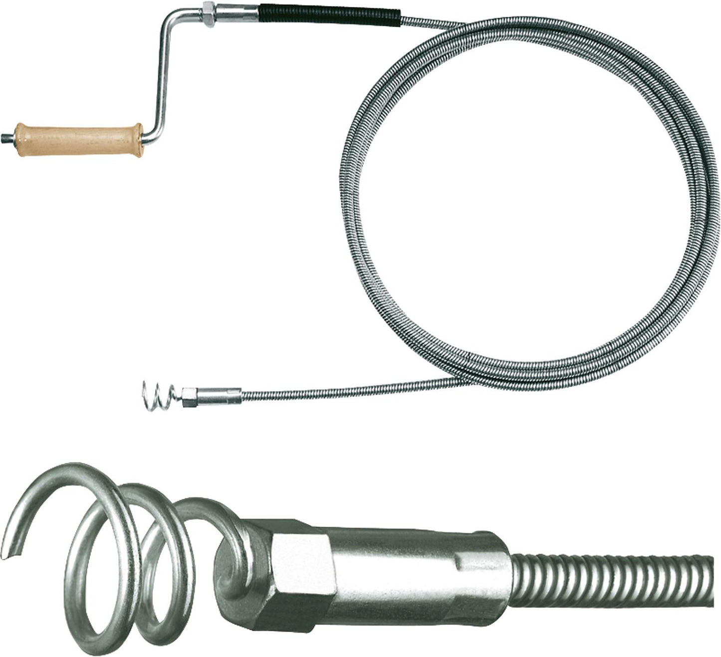 Double-layered drain cleaning shaft. 5 m, 12 mm, galvanized. Coupling.