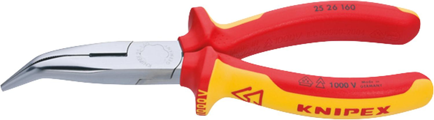Flat-nose pliers with cutting edge, angled jaws 40°, length 200 mm