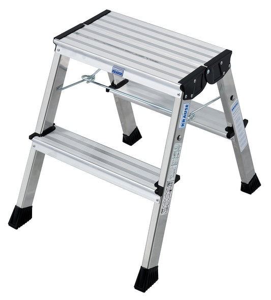 Double folding step stool 'Rolly'. Working height 2.45 m, standing height 0.44 m, 2x2 steps