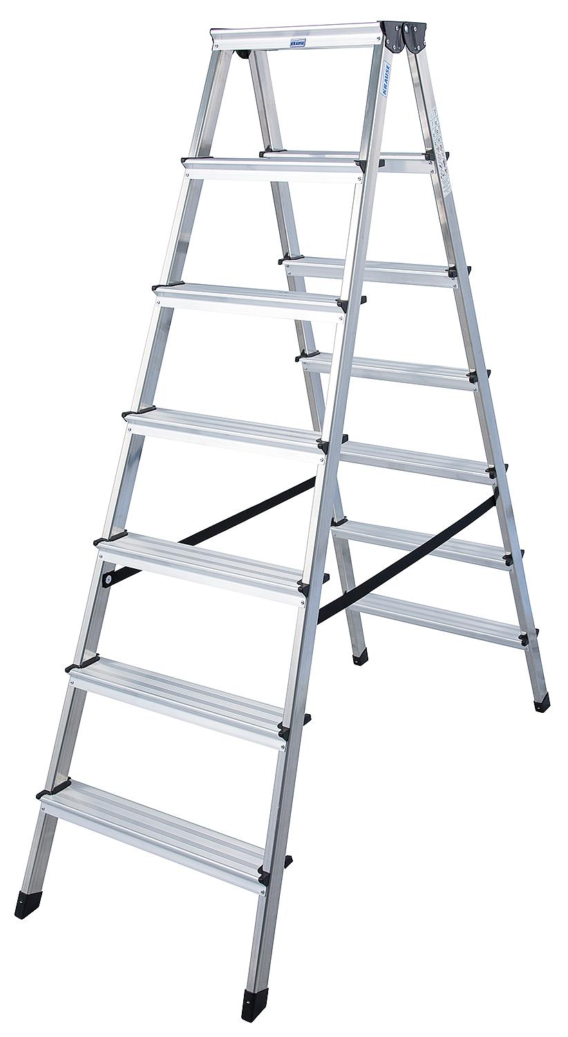 Step double ladder. Working height 2.22 m, standing height 0.72 m, length 0.72 m, 2x3 steps.