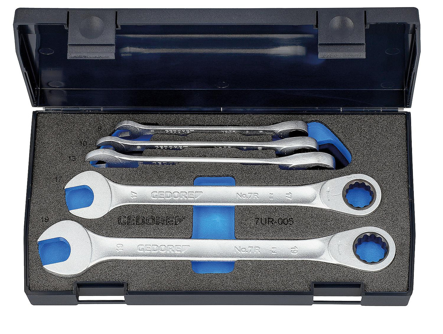 Jeu de clés plates avec cliquet annulaire, 5 pièces (G)