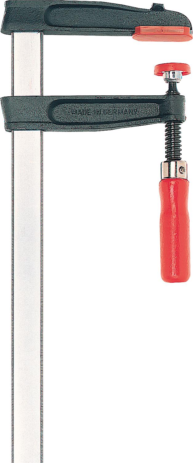 Serre-joint à vis en fonte malléable avec poignée en bois, rail lisse 100x50mm, type TGRC10