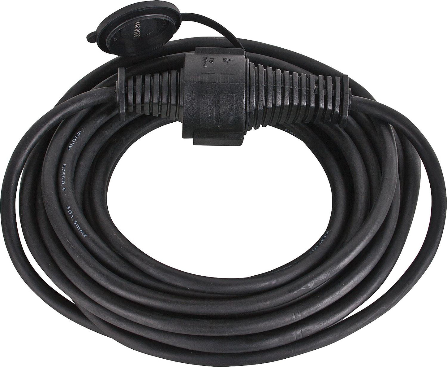 Extension cable, high-quality rubber cable, IP44, cable length = 10 m, color: black