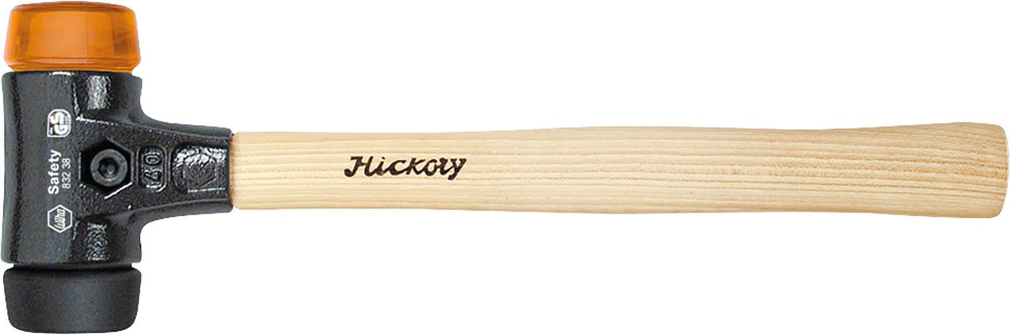 Safety soft-faced hammer, black/orange transparent type 832-38, striking head diameter 30 mm