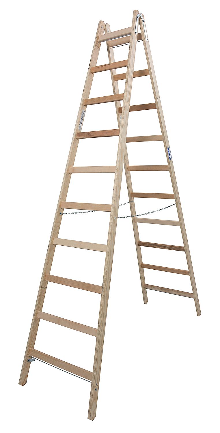 Échelle double en bois avec barreaux/marches