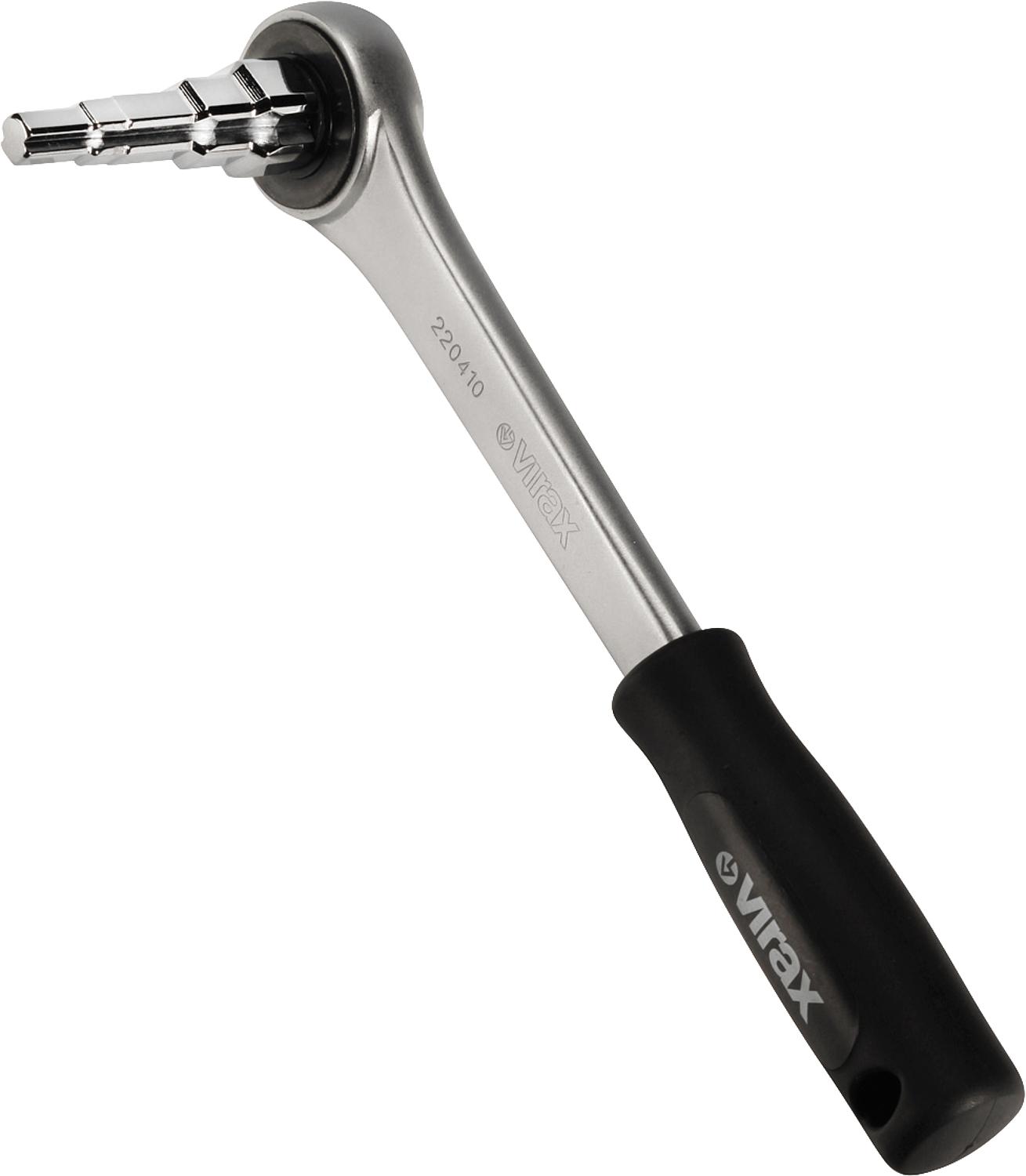 Stepped wrench set with ratchet, 3/8"-1"