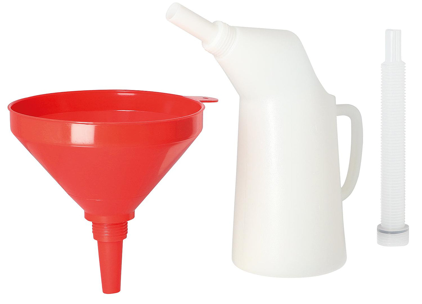 Filling and transfer set with measuring cup, funnel D: 200 mm and discharge hose
