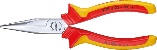 Pince à bec plat VDE à lame dentelée, de forme droite, VDE-8132
