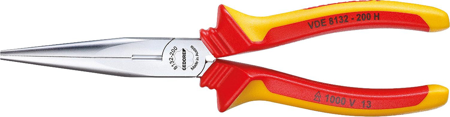 VDE-Flachrundzange mit Schneide, gezahnt, gerade Form, VDE-8132