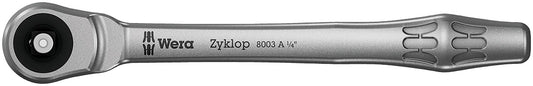 WERA Zyklop 1/4" metal ratchet with through-square drive, length 141mm