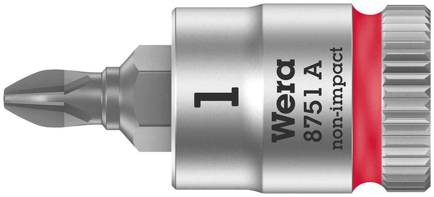 Phillips-Steckschlüsseleinsatz Wera 8751 A Bitnuss mit 1/4"-Antrieb, kurz, PH1 x 28 mm