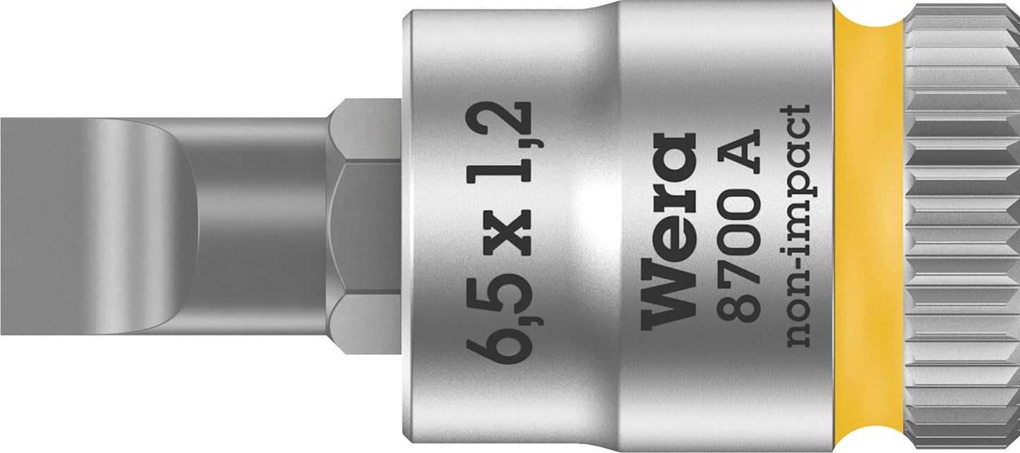 Wera 8700 A FL slotted socket insert bit socket with 1/4" drive, metric, short, SL5.5 x 0.8 x 28 mm
