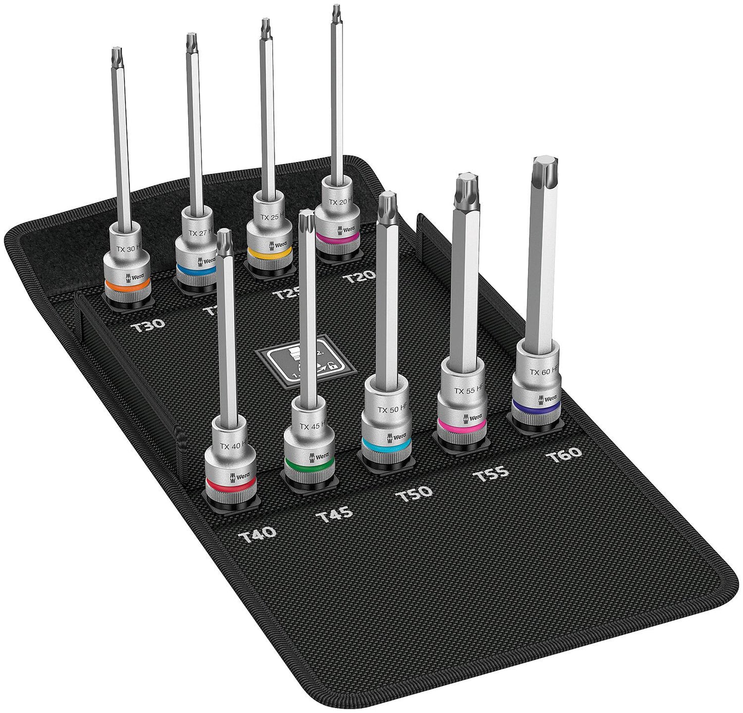 WERA 9-piece socket wrench set, 1/2", TORX® with holding function, T20-60, long