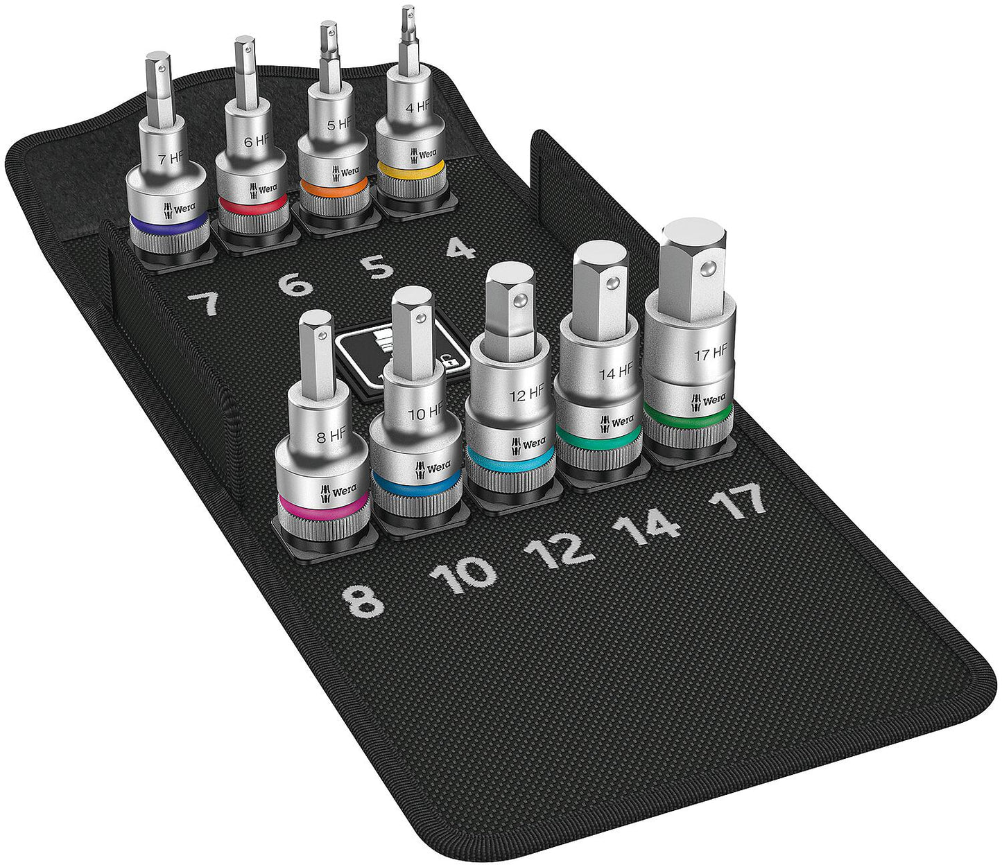 WERA 9-piece socket wrench set, 1/2", internal hexagon SW 4-17, short
