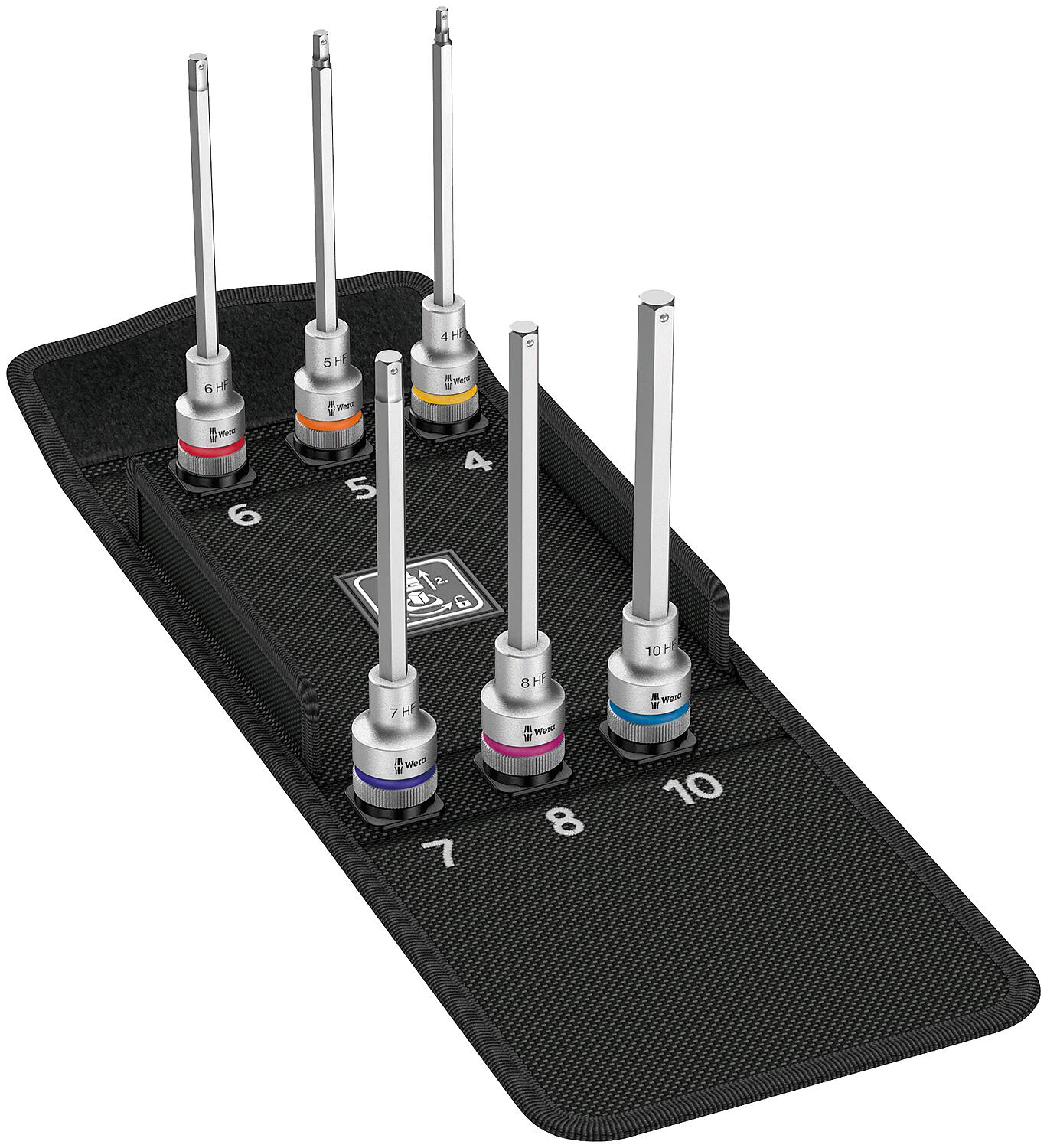 Satz Steckschlüsseleinsatz WERA 6-teilig, 1/2", Innensechskant SW 4-10, lang